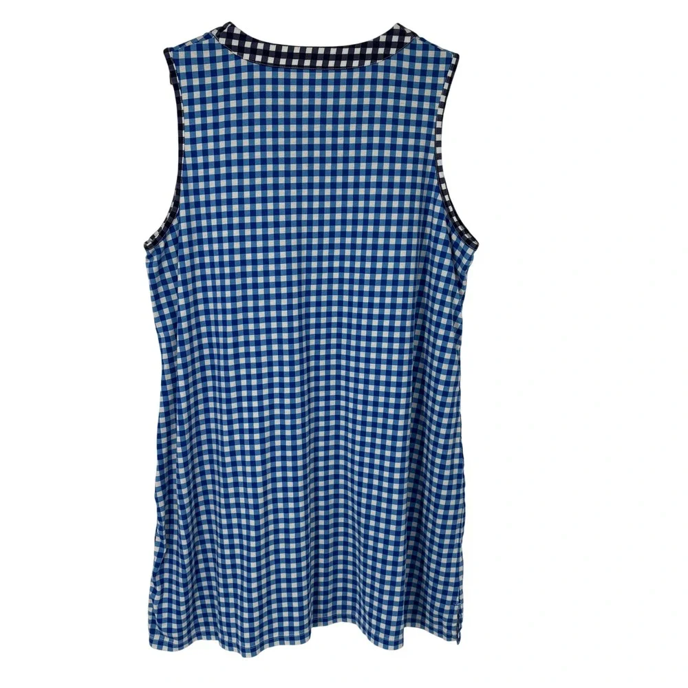 Draper James x Lands End Blue Gingham Cotton V-Neck Shift Dress Plus 2X Preppy - Picture 2 of 9